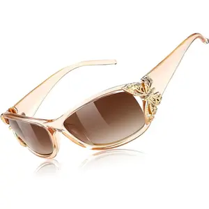 FEISEDY Trendy Polarized Y2K Sunglasses Wrap Around Butterfly Design Fashion Sunnies UV400 Protection B0078