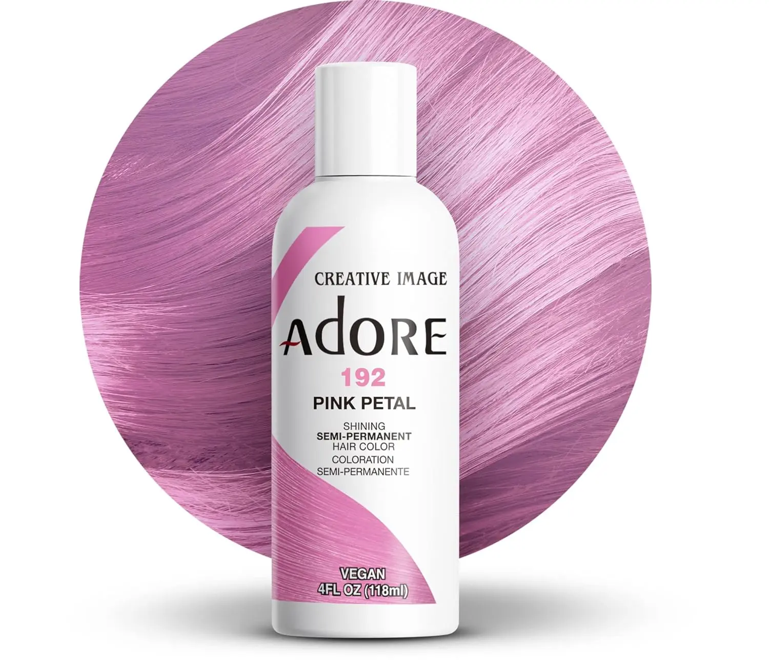 Adore Semi Permanent Hair Color (192 Pink Petal) | Vegan & Cruelty-Free Pink Hair Dye | No Ammonia, No Peroxide, No Alcohol | 4 Fl Oz