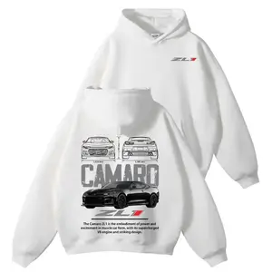 Camaro ZL1 Hoodie - 2Sides Muscle Car Sweatshirt for Men & Women, Black Supercharged V8 Apparel, Modern Streetwear, Car Lover Gift, Racing Pullover