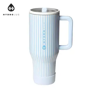 HydroJug Traveler 40 oz Water Bottle with Handle & Flip Straw Fits in Cup Holder Leak Resistant Tumbler Reusable Insulated Stainless Steel Rubber Base Gifts for Women Men Cape Cod