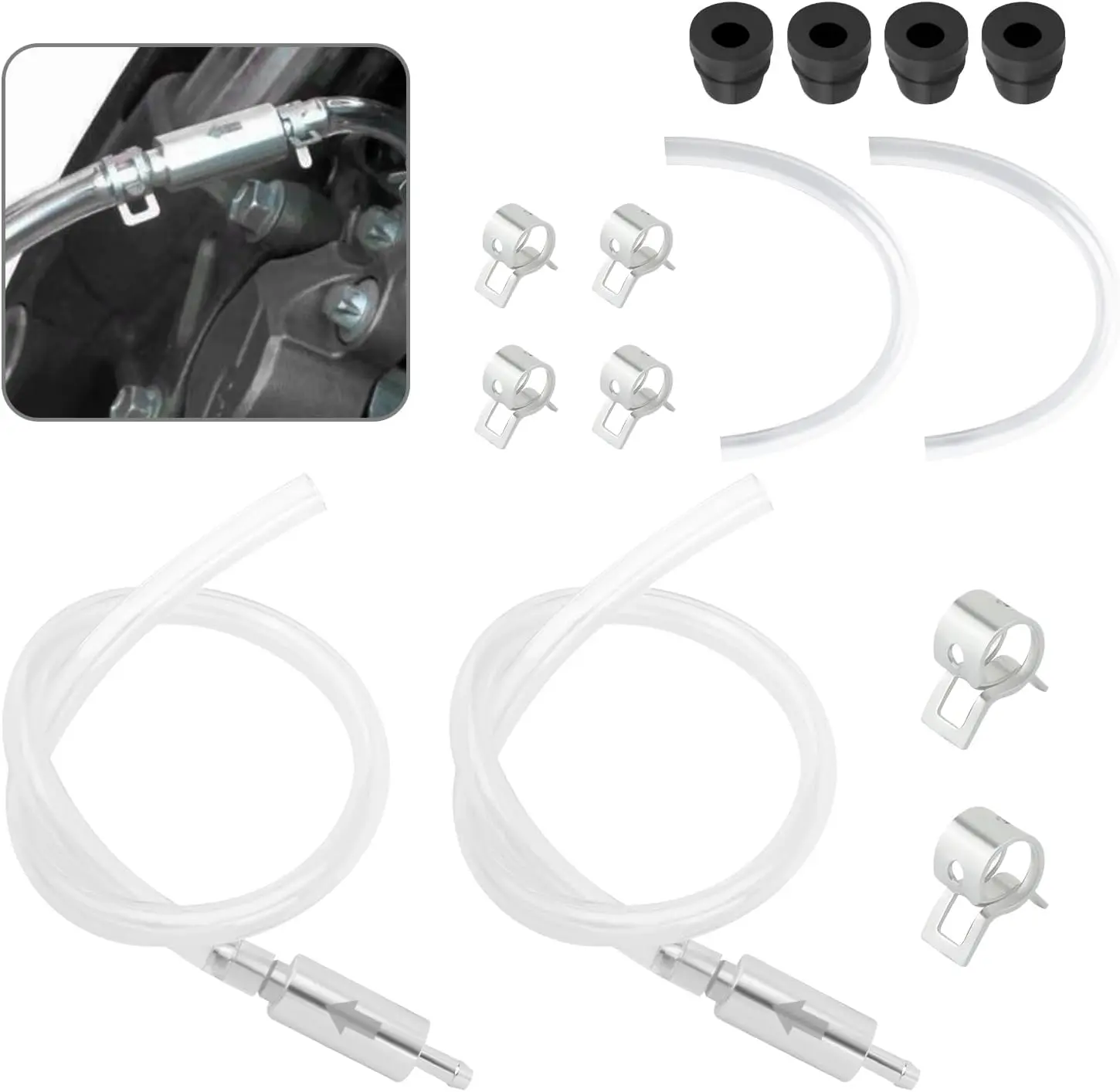 2026 Upgraded Brake Bleeder Hose Set with 1-Way Valve, Soft Tube, Metal Clips, Fluid Bleed Tool for Car, All-Terrain Vehicles Automotive Repair Solutions (TikTokShopBlackFriday)