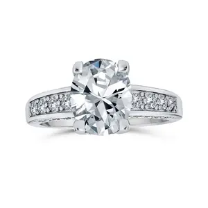 Classic .925 Sterling Silver 2CT CZ Oval Solitaire Engagement Ring Cubic Zirconia Band