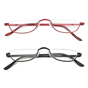 +1.00~+4.0 Unisex Reading Glasses Spring Hinge Metal Half Moon Reading Glasses Ultra Light Resin Eyeglasses Half Frame Glasses