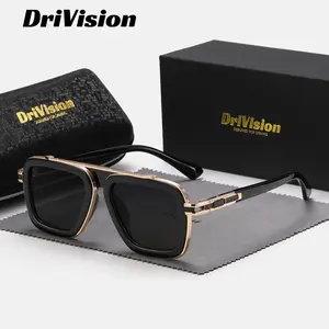 Drivision Unisex Premium Craftsmanship Retro Square Frame Punk Style Outdoor Party Sunglasses UV400