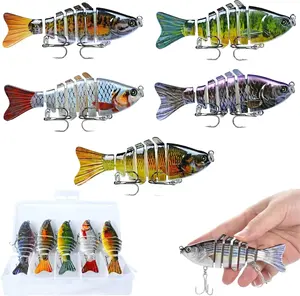 Fish Can’t Resist This Swimbait! 5PCS Multi Jointed Lifelike Fishing Lures - Bionic Glide Bait with Realistic Swimming Action, Must-Have for Bass, Trout, Walleye, Pike