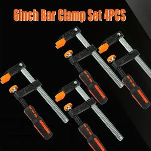 Heavy Duty Steel Quick F-Clamp Set for Woodworking – 6 Inch & 12 Inch, 300 lbs Load Capacity, 4-Pack Adjustable Clamps for Secure and Permanent Hold, Ideal for Woodworking Projects, Durable Steel Construction, Woodworking Tools & Accessories