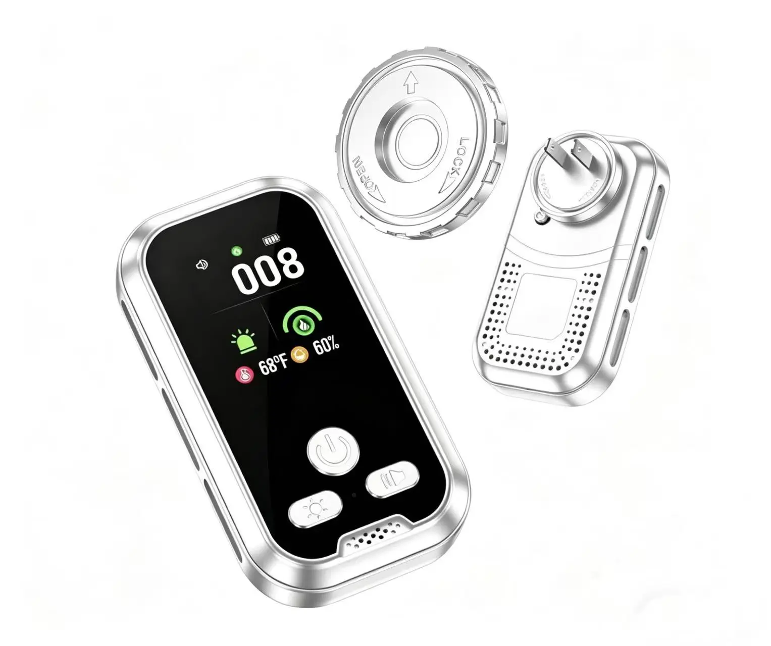 VIGILEYE 6-in-1 Smart Home Guardian Plug-in Air & Temp Monitor - Portable Detector with Natural Gas, Temperature, Humidity Sensors, 2.01" Color Screen, Plug-and-Play for Campers, Batteries, Cells, Kitchens