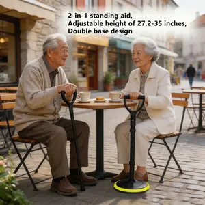 2-in-1 dual base design standing aid, adjustable height 27.2-35 inches, suitable for all indoor and outdoor scenarios, ergonomic D-shaped grip: comfortable to grip, easy to leverage