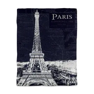 360 Stand Twin Duvet Cover - 3817-VWCT-CI103 Paris Blueprint Print with Eiffel Tower, French Theme, Breathable Microfiber Face, Industrial Bedding Decor for Bedrooms, Twin Duvet Covers, Architectural, Bedcovers