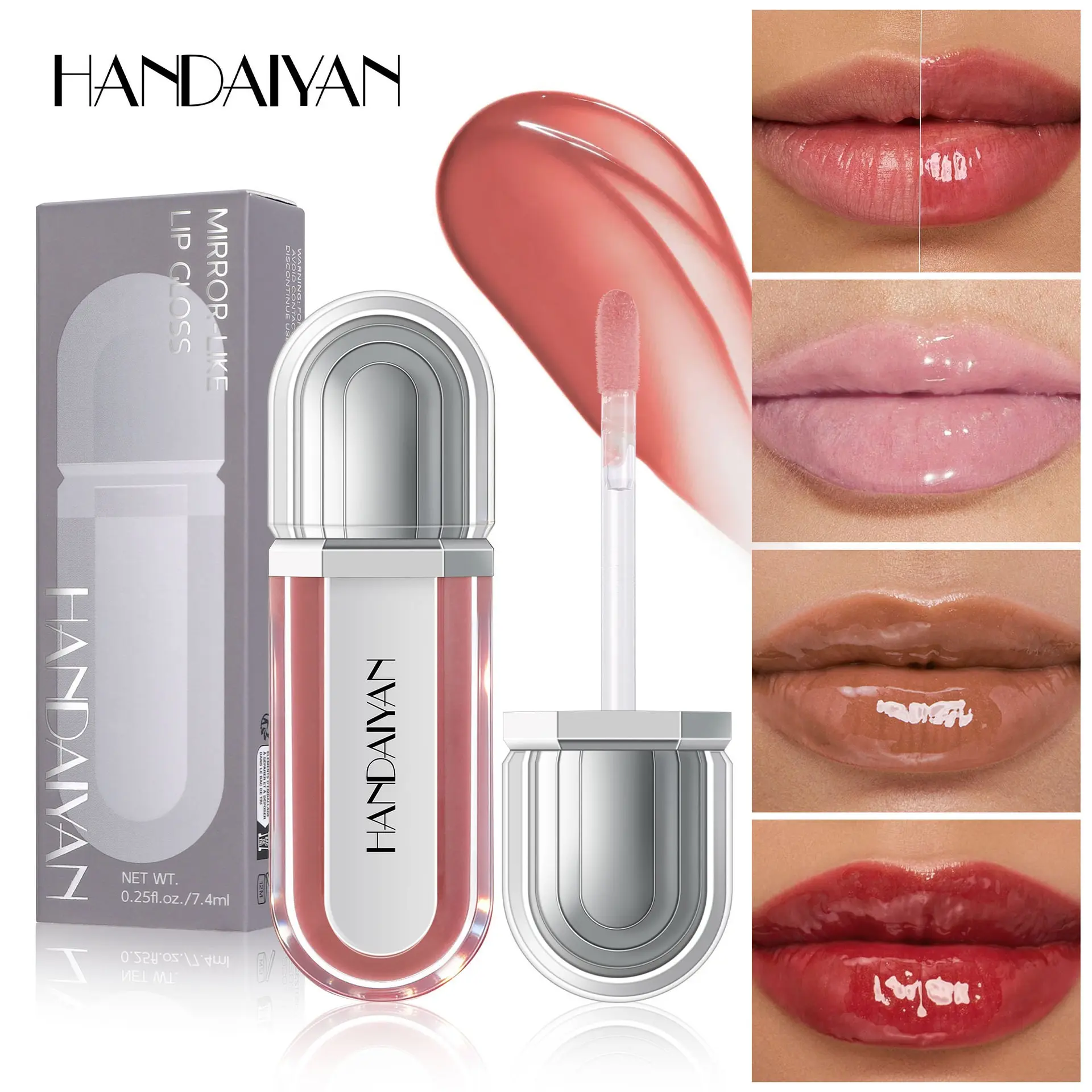 Handaiyan Mirror Finish Plumping Lip Gloss, Pure Desire Water Glow Lips, Single Item Liquid Lipstick, Non-Flammable, Ca Prop 65 Compliant, Lip Volumizer