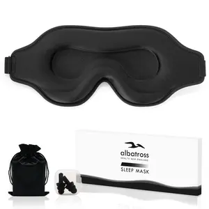 3D Sleep Eye Mask for Men & Women, Lash Extension Friendly, Travel Blackout Blindfold, Adjustable Strap – Black