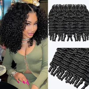 Burmese Curly  Human Hair 12 Inch Human Hair 4   Unprocessed Quick Weave Water Wave Human Hair  3c4a Real Human Hair Extensions  Black