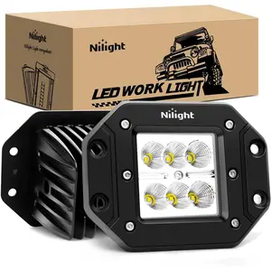 Nilight 2PCS 18W Flood LED Work Lightbar - 18W Output High Power Led Car Lights, Flush Mount, Off-Road Compatible for Jeep, Truck Bumper,summervibes