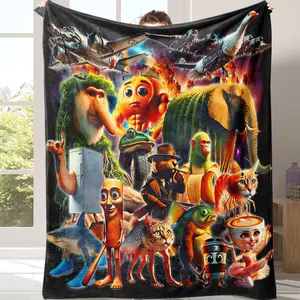 Countdown Sale!Italian Brainrot AI Generated Animals Plush Blanket Kids Adult Flannel Throw Blanket throw blanket for couch A warm nap blanket Suitable for use in offices, sofas, and travel settings, etc，Suitable for giving to children and friends heating