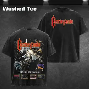 Castlevania: Symphony of the Night Washed Tee 100% Premium Cotton Oversized Fit Pre-Washed Classic Top Men's Streetwear