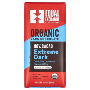 Equal Exchange Organic Dark Chocolate, Extreme Dark, 88% Cacao, 2.8 oz (80 g)