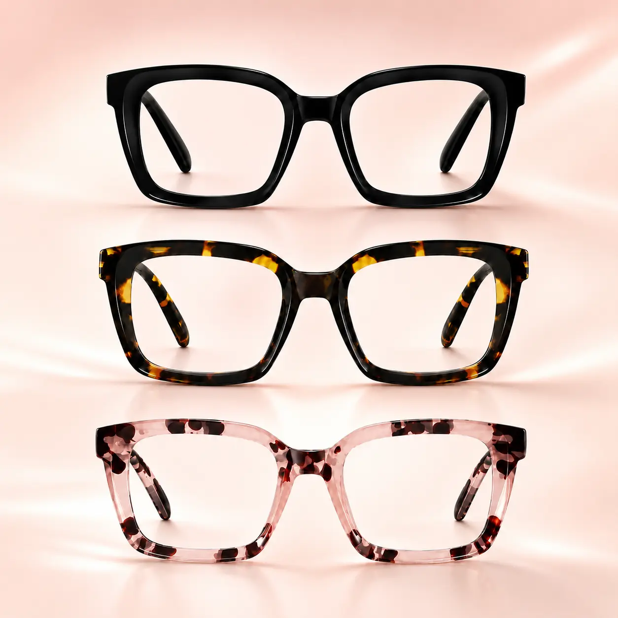 Blue Light Filtering Reading Glasses for Women & Men, Oversized Square Readers, Lightweight Spring Hinge Eyeglasses for Daily Screen Use