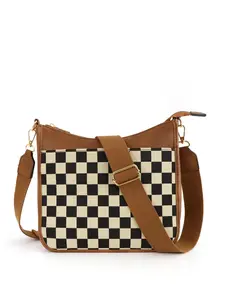 Women's Checkered Plaid Crossbody Bags, Vegan PU Leather Hobo Purse & Shoulder Handbag, Casual All-Seasons Accessory, Checkered Pattern Bag