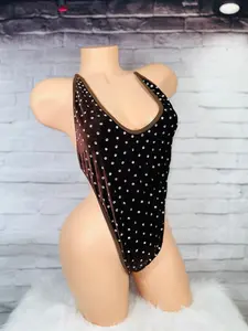 READY TO SHIP, Velvet rhinestone one piece, Stripper clothes, Exotic Dancewear, Pole dancewear