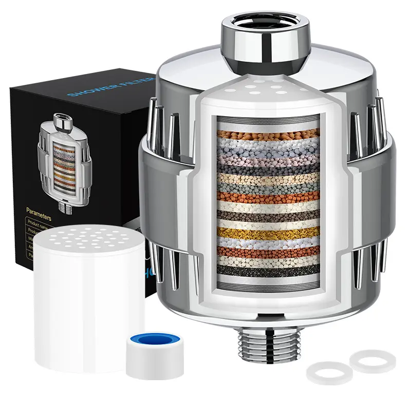 HOLENGS 20-level shower head filter, bathroom shower head filter, universal shower head for summer Soft water filter for hard water, removes chlorine and other harmful substances, fun gifts, filtered shower head, shower head set