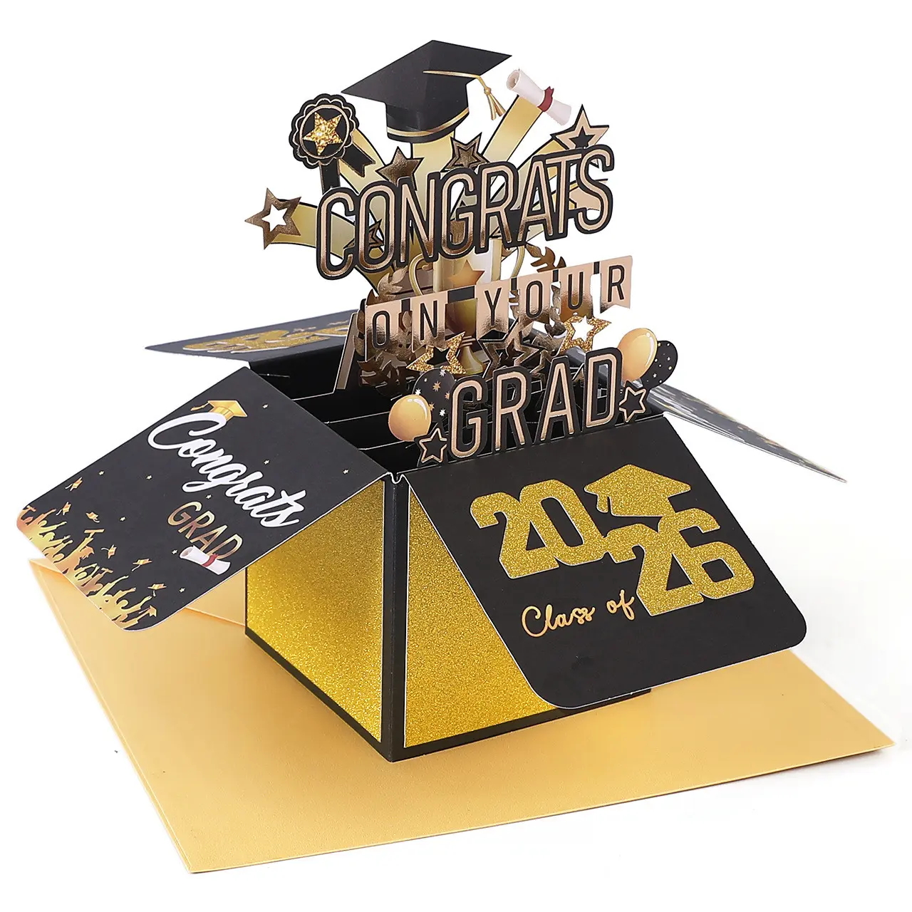 3D Pop-Up Graduation Card 2026, Includes Envelope and Sticky Note, High School & University Graduate Gift, Memorial Card, Congratulations Card, Interactive Greeting Card