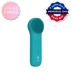 RIKI Radiant Silicone Face Cleansing System with Red and Blue LED Light Therapy, Gentle Heat, and Cooling Vibrations, IPX7 Waterproof, Ergonomic Design Facial Daily