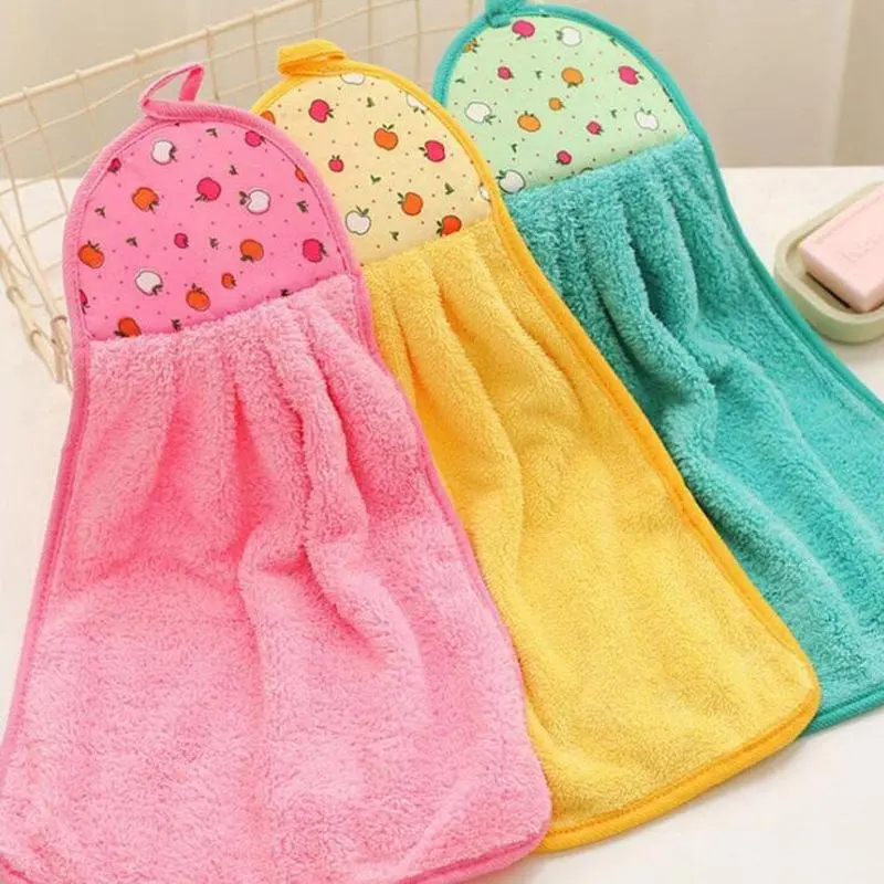 Microfiber Hanging Hand Towel Set, Absorbent Quick Dry Small Towels with Loop, Decorative Wall Art for Farmhouse Rustic Kitchen Bathroom, Space Saving, Lint Free
