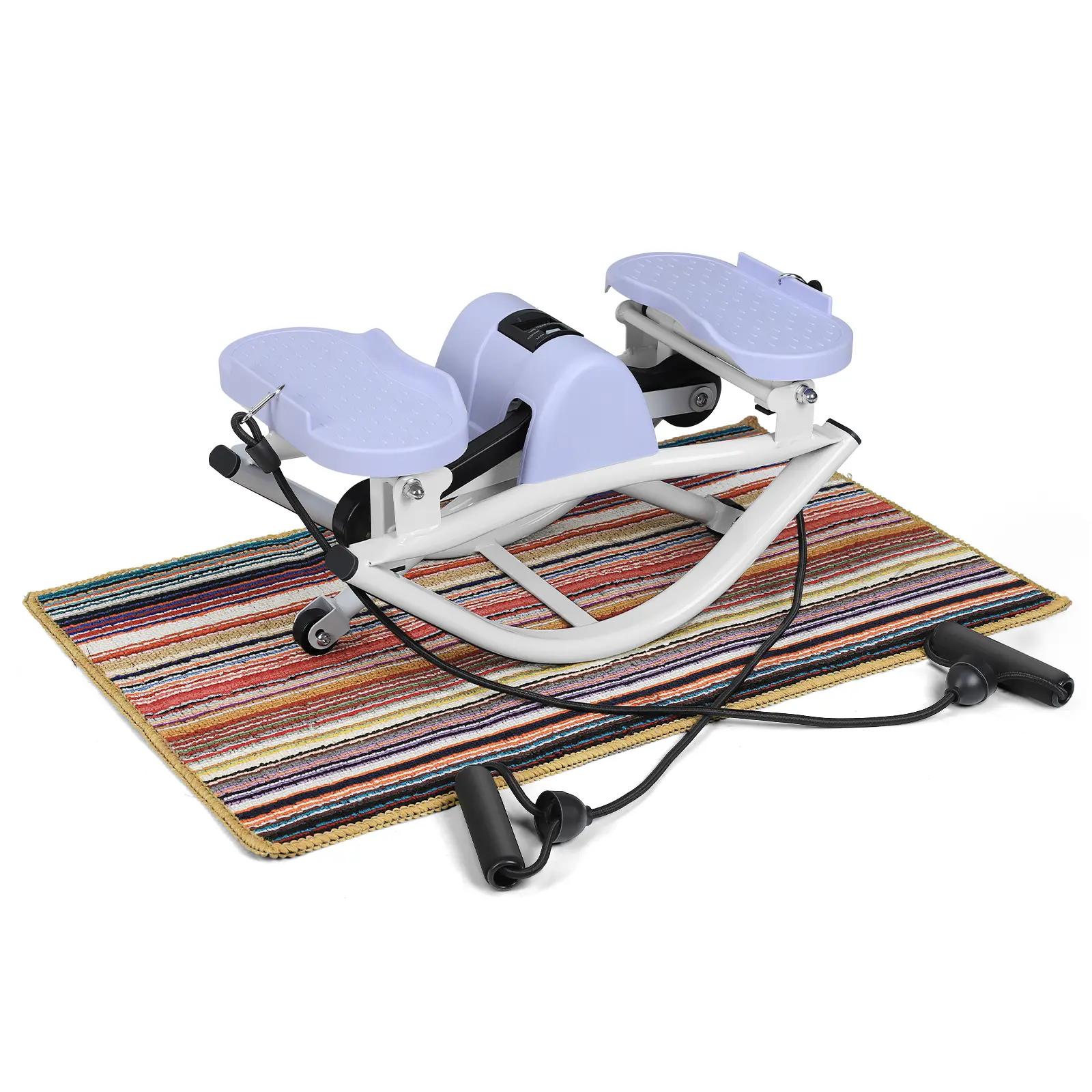 U-Shaper Rocking Stairstepper Machine - Compact Space-Saver Gym Equipment, Metal Frame, Secure-Grip Slip-Resistant Pedals, Joint-Safe Smooth Elliptical Motion, Resist Bands, Digital Display for At-Home Full-Body Cardio Workouts