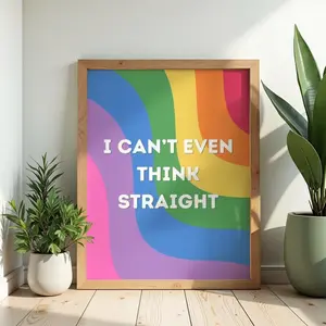 Retro LGBTQ+ Rainbow Quote Print  Funny Slogan Poster  Colorful Pride Wall Art  Trendy Psychedelic Typography  Cool Decor Physical Print