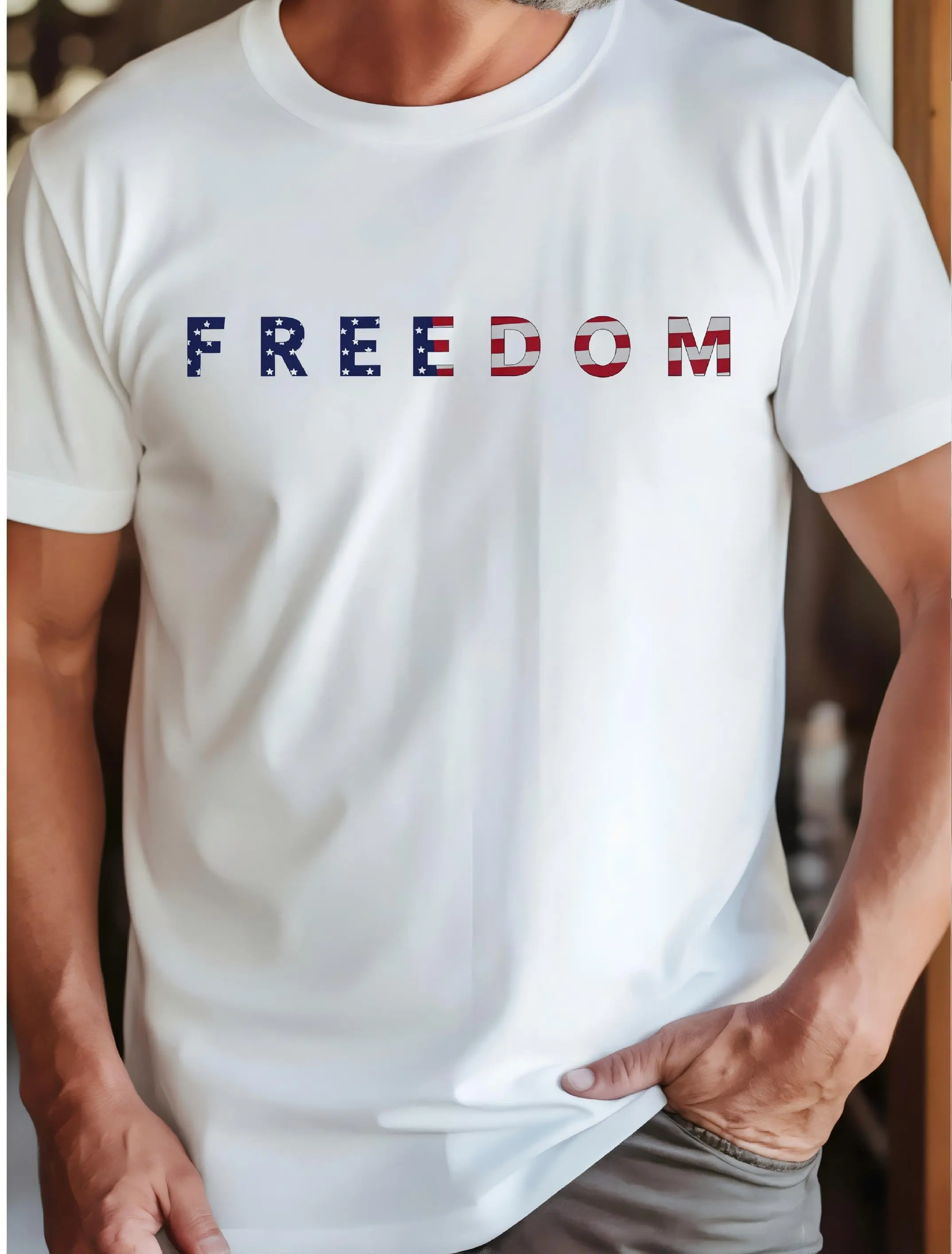 Patriotic Freedom T-Shirt, Unisex USA 250th Anniversary Graphic Print Tee, Soft Casual Short Sleeve Shirt for 1776-2026 Celebration, Prints, Shortsleeve, Tshirt, Classic, Fabric, Casual Wear