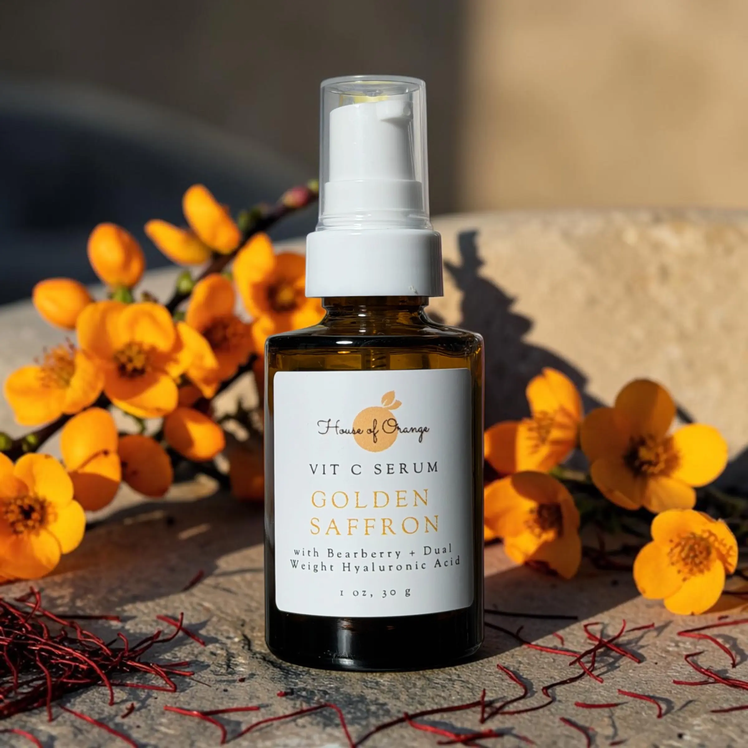 Vitamin C + Saffron Serum/ Dual Weight Hyaluronic Acid/ Skincare for Brightening, Hydrating, Sensitive Skin, Discoloration