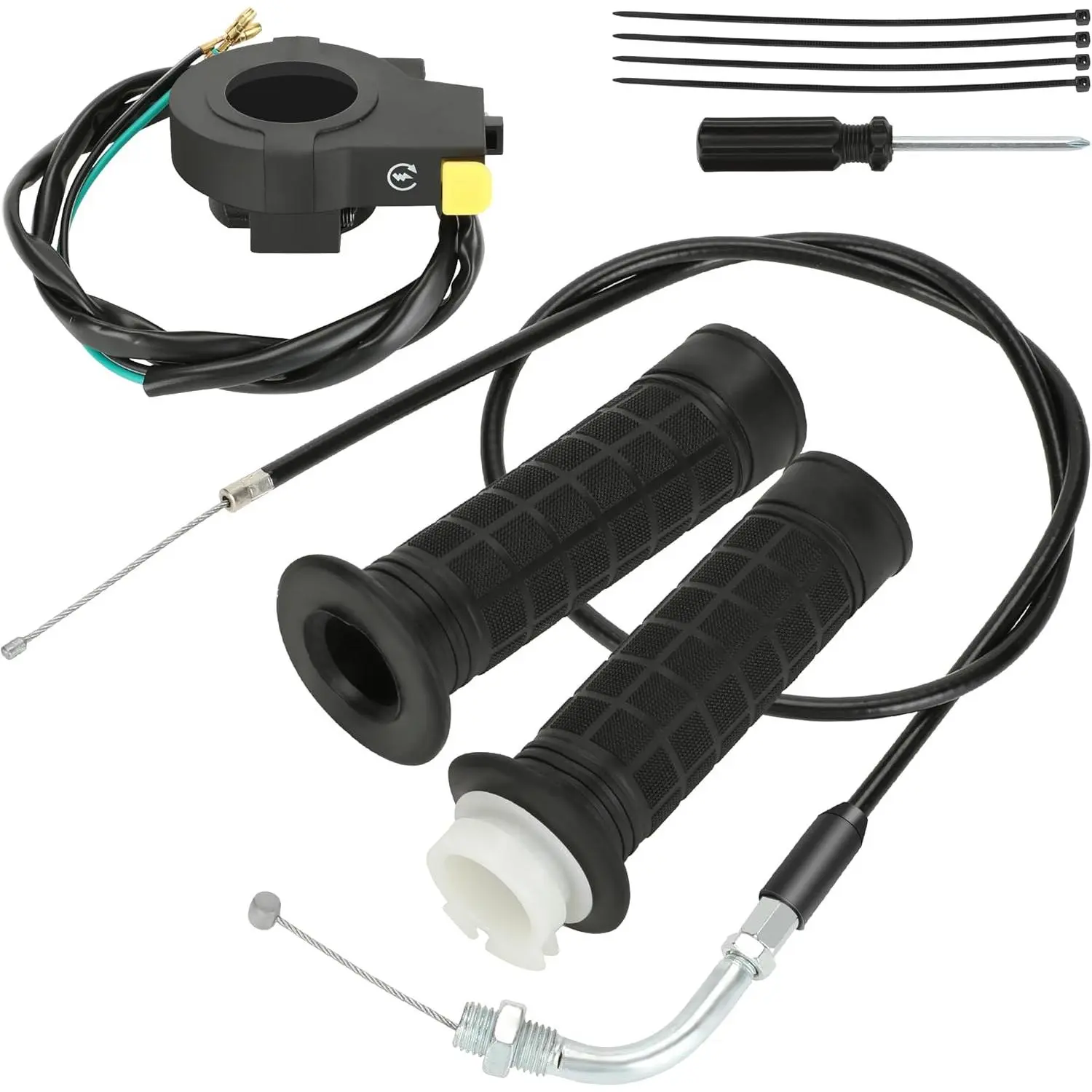 Twist Throttle Handle Grip Assembly with Throttle Control, Comfortable Grip & Corrosion Resistance for 49cc 66cc 80cc 100cc 50cc 2-Stroke Gas Motorized Bicycles, 7/8 Inch (22mm) Handlebar Parts, Durability