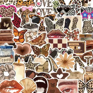 Leopard Pattern Sticker, 50/1000pcs Creative Cartoon Pattern Decorative Sticker, DIY Decals for Water Bottle, Laptop, Phone Case, Scrapbooking, Journal Making, Ornaments