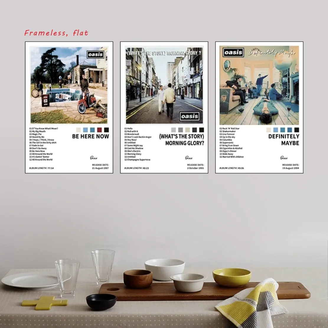 3-piece set featuring Oasis modern hip-hop style, perfect for album covers and posters, ideal for bedrooms, living rooms, hallways, wall art, room decor, Modern Home Decoration, fall décor, Unframed Wall Art, Artwork, and frameless decorations