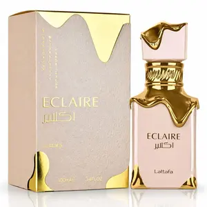Lattafa Eclaire Eau de Parfum Spray for Women 3.4 Ounce Floral Fruity Gourmand Fragrance with Caramel Milk Sugar Honey Vanilla Praline Musk Limited Edition 2024 White Flowers