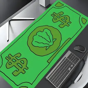 Goofy Green Cash Dollar Bill Art Large Gaming Mouse Pad, Stylish Desk Protector with Non-Slip Rubber, Multi-Size for Laptop & Desktop Use