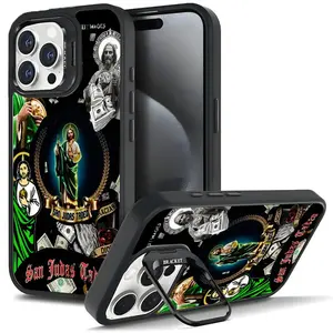 For iphone 16 15 14 13 12 11 PRO PLUS MAX  Religious Art God Bless The Virgin Mary Dollar Pattern Phone Case COOL Fashionable Tough Magnetic Durable Metal lens frame Film Bracket Stand Gift Full Protection Camera Holder Phone Cases Cover
