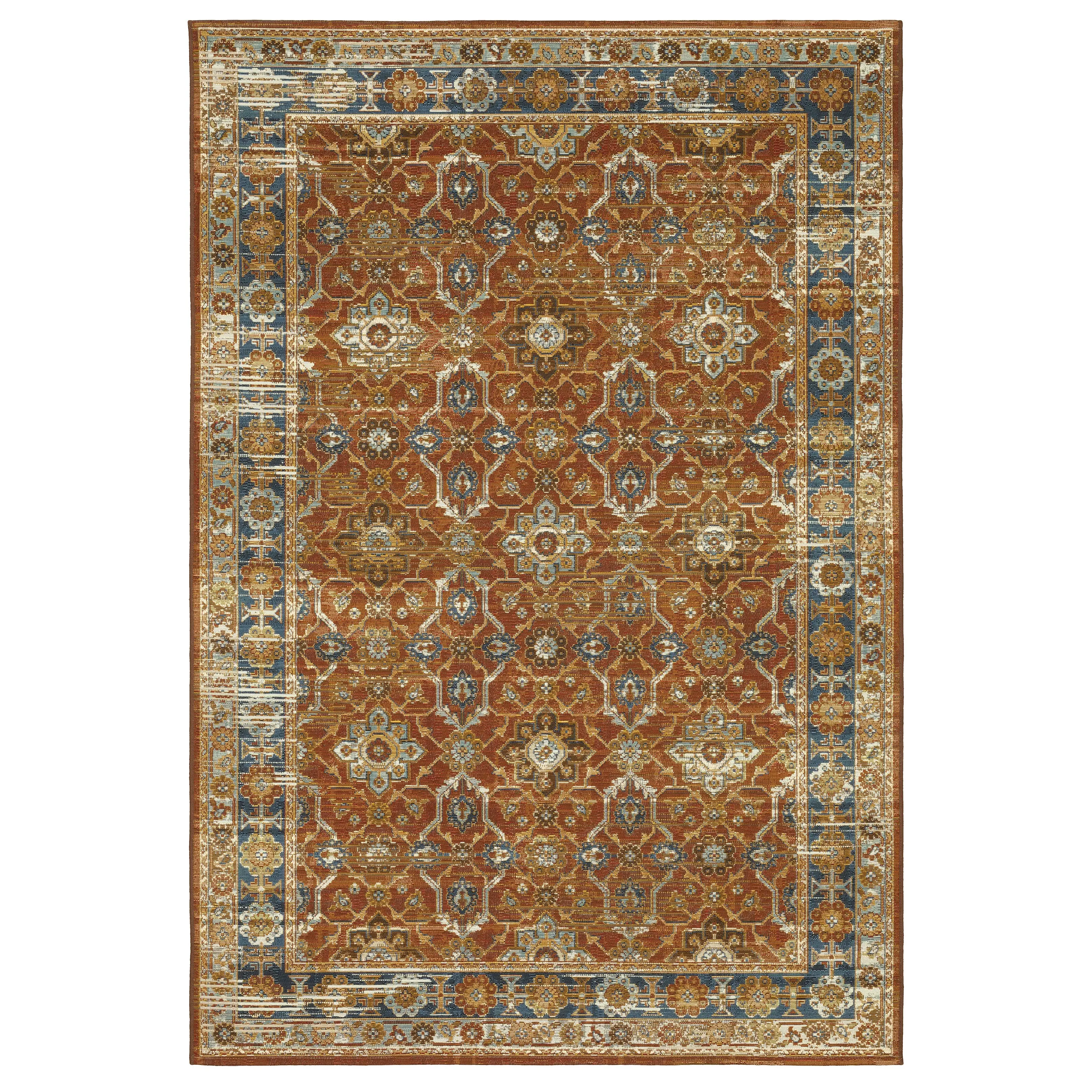 Oriental Weavers Naples 1204X Rust Blue Traditional Machine Woven Rug