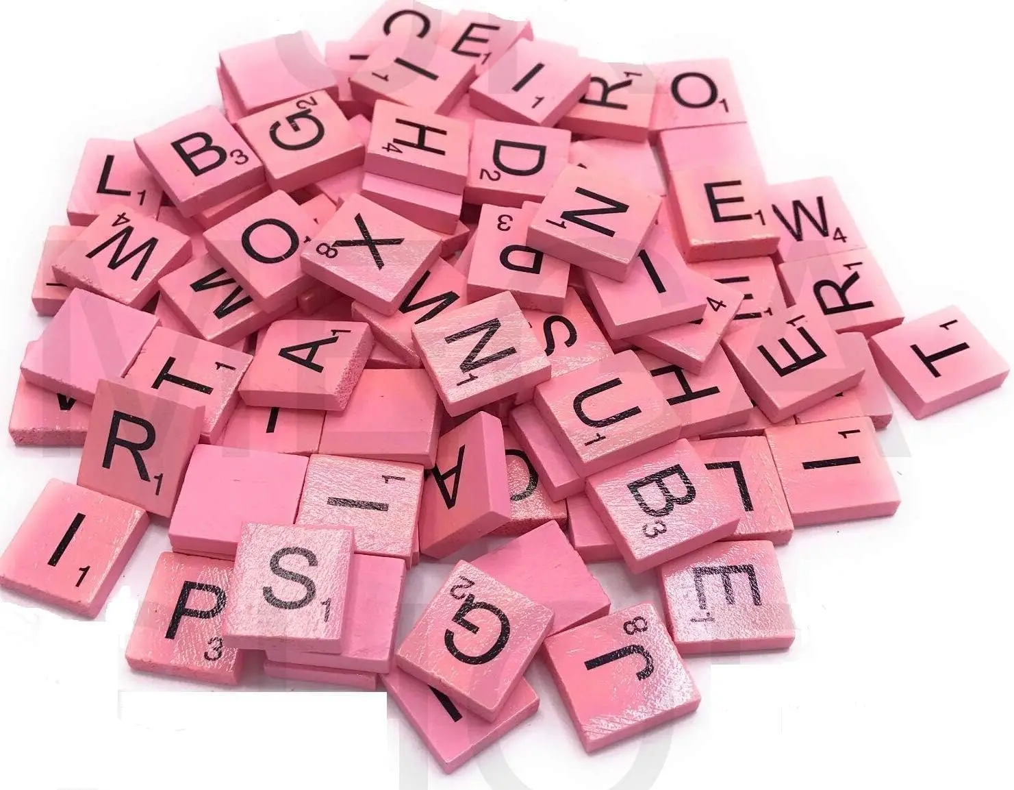 Letter Tiles in Wood - Full Set in Baby Pink - Ideal for Game Replacement, Weddings, Crafts, and Scrapbooking