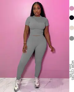 USBoutiqueCHIC Women's Daily Wear Top & Tapered Pants Set | 250GSM Ribbed Loungewear | 6-Color Casual Outfit