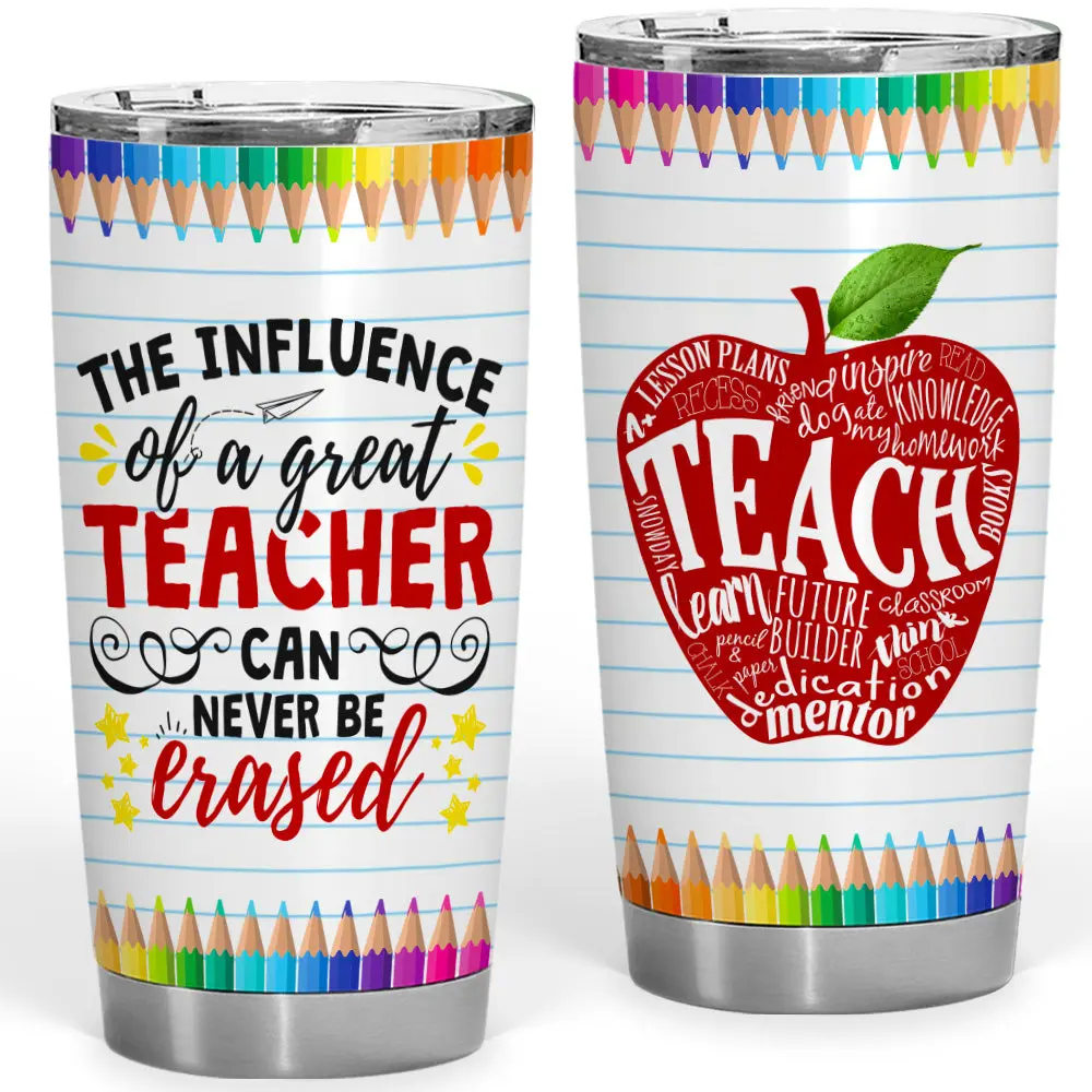 20oz Stainless Steel Insulated Thermal Vacuum Flask Mug - Lid Included, "Great Teacher" Quote, Portable Drinkware for Educators, Student-Given Appreciation Gift