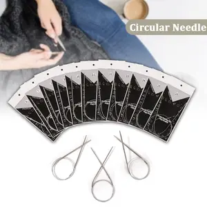 11 PCS Circular Knitting Needles Set - 80cm Stainless Steel Circular Needles Sizes  6-16 for Knitting Projects Needle Crafts Kit