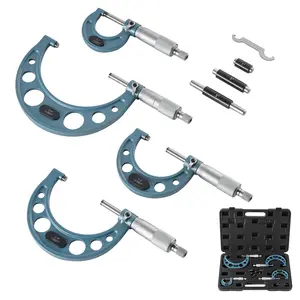 【DealsForYouDays】VEVOR 4 PCS Carbide-Tipped Machinist Outside Micrometer Set (0-1"/1-2"/2-3"/3-4"), 0.0001 Accuracy Ultra-Precision Tool, Default Protective Case Included, for Adults, Fathersday, All Seasons Metalworking & Engineering