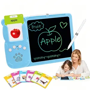 2 in 1 Learning Card Machine with 510 Vocabulary LCD Writing Board Toy Bilingual English Spanish Flashcards Sound Interactive Educational Smart Toy Early Learning Gift for Kids Birthday Holiday tiktokshopspringglowup