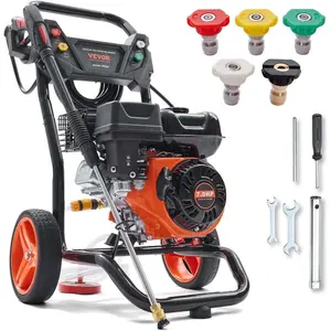 VEVOR Gas Pressure Washer, 4400 PSI 4.0 GPM, Gas Powered Pressure Washer with Copper Pump, Spray Gun and Extension Wand, 5 Quick Connect Nozzles, for Cleaning Cars, Homes, Driveways, PatiosVEVOR Super Brand Day