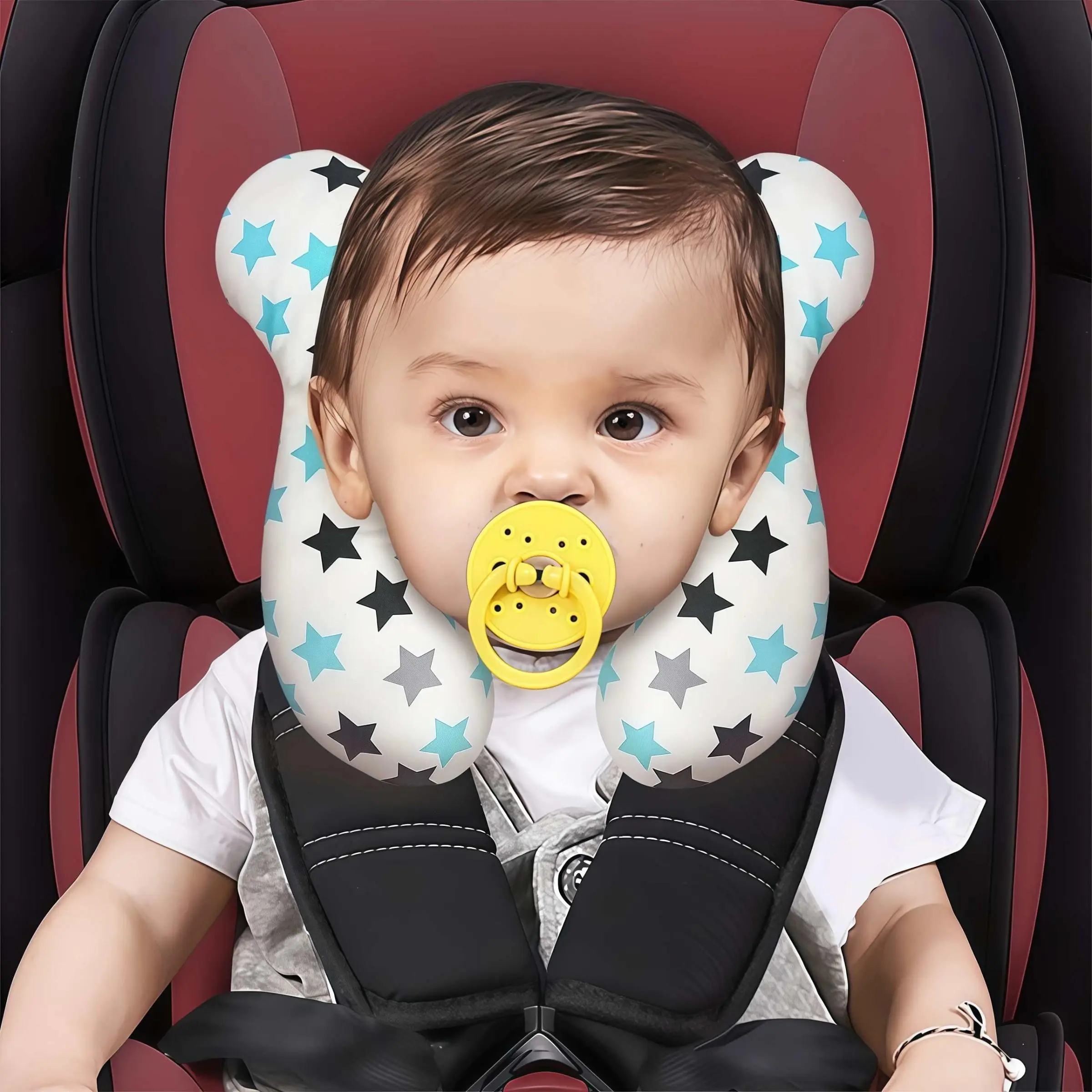 Baby Head Support Pillow for Car Seat and Stroller, Soft Polyester Neck Cushion, 360° Protection, Lightweight, Ideal Newborn Travel Gift for 0-3 Years