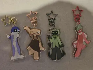 Dandys world keychains-Sprout, Vee, Shelly, and Astro