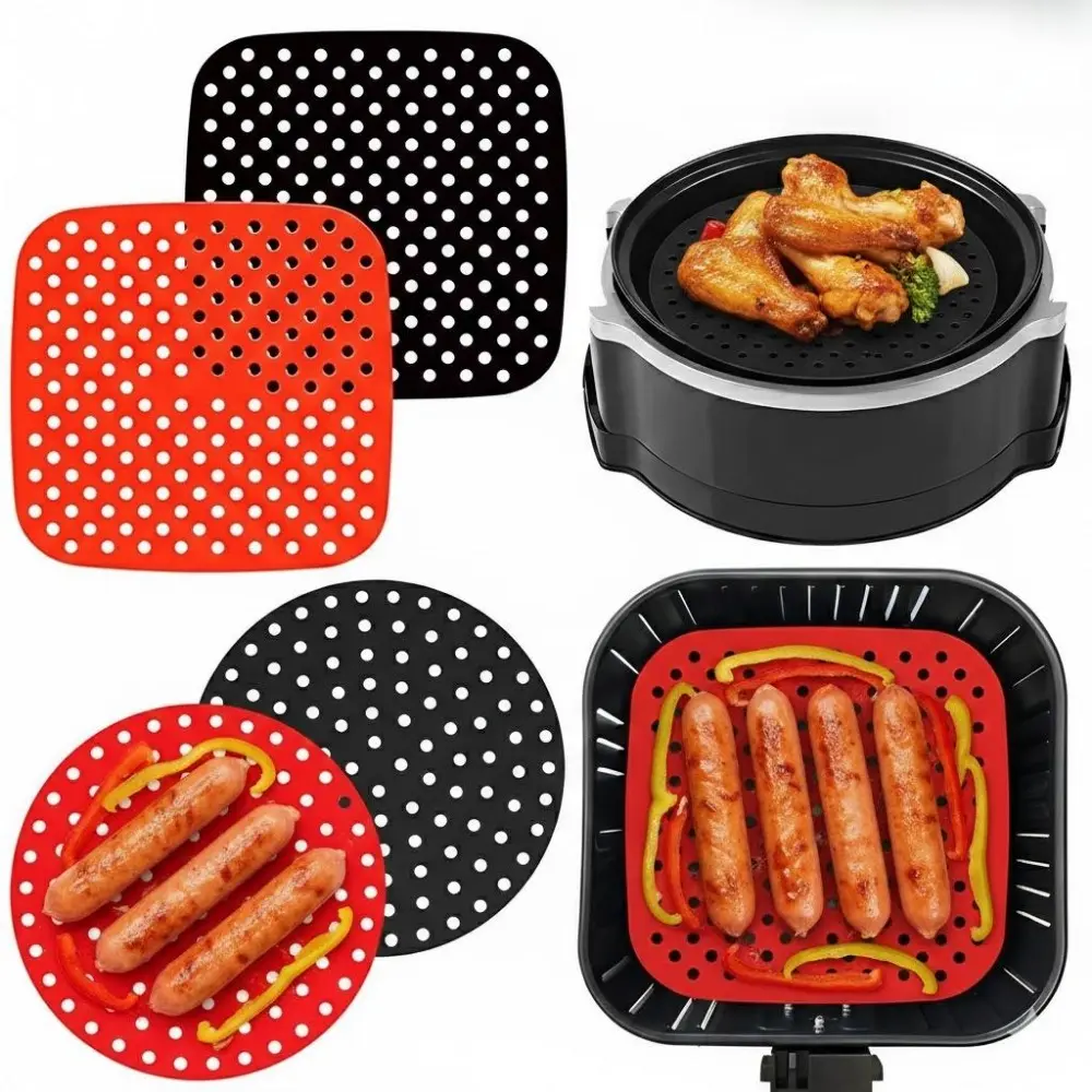 Reusable Non-Stick Baking Mat & Perforated Air Fryer Liner, Heat Resistant, Oil-Proof Parchment Paper, Anti-Slip Roasting Mat, Durable Kitchen Essential, Washable Cooking Sheet for Baking & BBQ