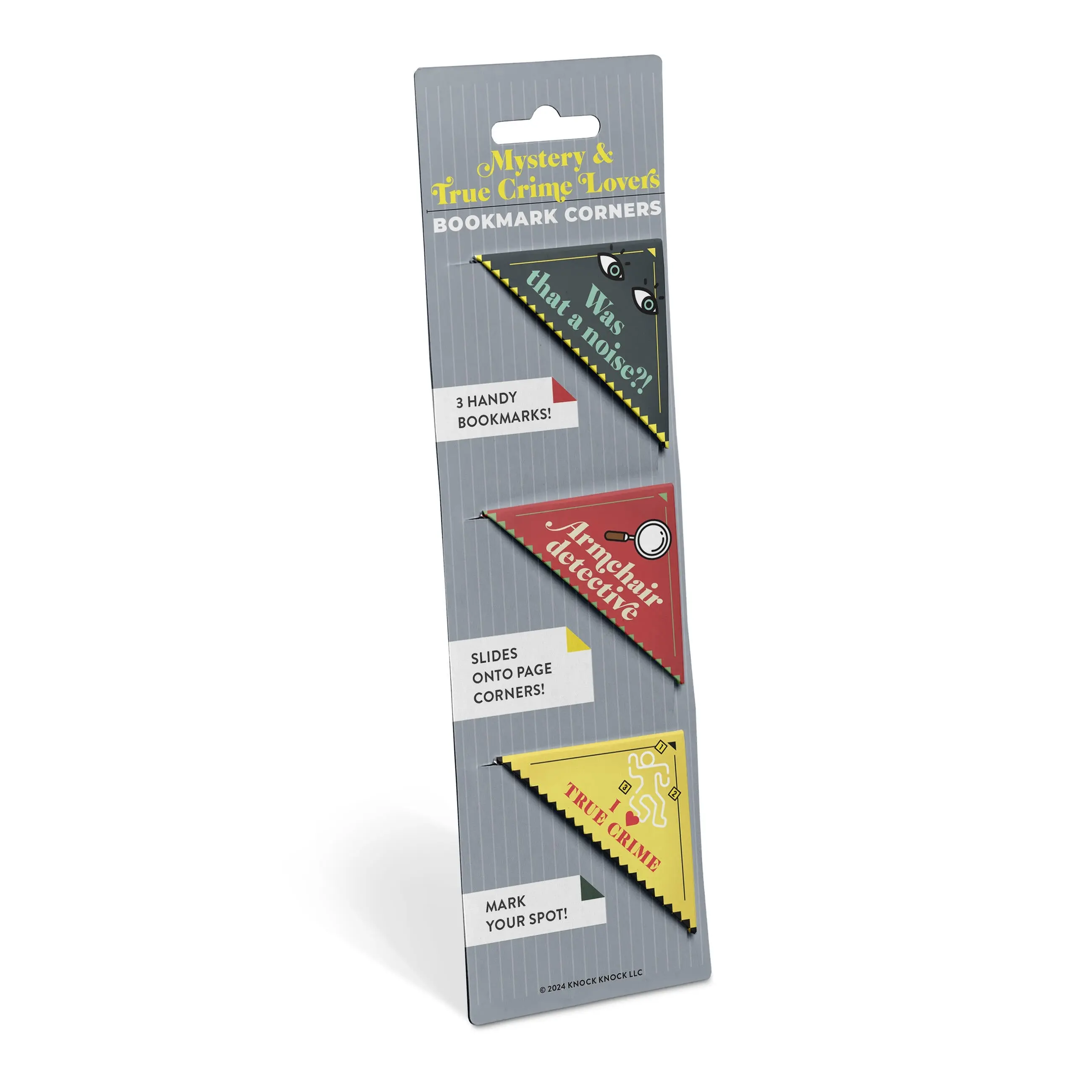 Mystery & True Crime Lovers Bookmark Corners, Set of 3 Unique Cardstock Bookmarks