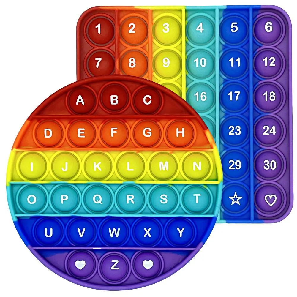 1 Set 2 in 1 Letters & Numbers Push Bubble Fidget Pop Toy, Number Counting Blocks, Alphabet Math Learning Teaching Education Toy Math Teaching Aid for Classroom Preschool Kids Math Learning Tools